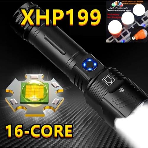 7800000LM Powerful Flashlight XHP199 LED XHP50.2 Zoom Torch USB Rechargeable Lamp Waterproof IPX6 5Modes Use 18650/26650 Battery