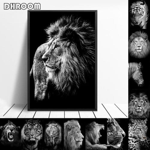 Black White Animals Art Lions Picture Painting Canvas Posters and Prints Wall Pictures for Living Room Home Wall Cuadros Decor