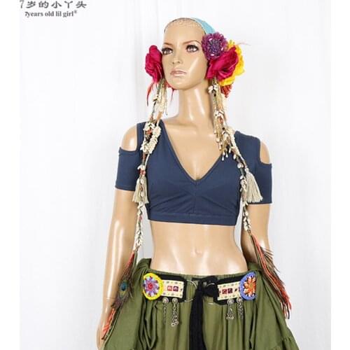 Lycra cotton Belly dance choli drop short sleeve top Fat Chance Tribal Choli belly dance costume CFF01-05