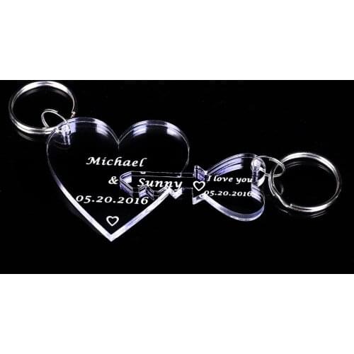 Personalized Engraved Name Anniversary / Valentines Day Wedding Heart Love Keyrings Gift Present To Bride & Groom