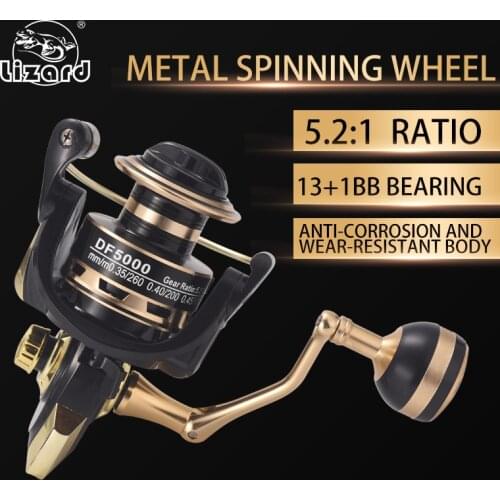 Lizard DF 5.2 Ratio 13+1 Stainless Steel Bearings Metal Spool Golden Spinning Seel