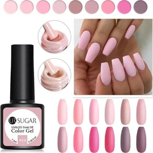 UR SUGAR 7.5ml Pink Matte UV Gel Nail Polish Color Matte Top Coat Soak Off Nail Art Gel Varnish varnish Base DIY