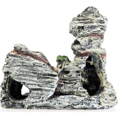 Resin Material Beautiful Mountain View Aquarium Rock Cave Tree Bridge Fish Tank Ornament Decoration Landscap Decorative