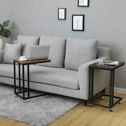 Modern Black Retro Square Laptop Desk Movable Coffee Tea Table Bed Sofa Side Tables Wood Color Panel Living Room Furniture HWC