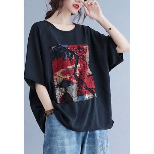 Short Sleeve Loose Summer T Shirts Print Korea Style Street Fashion Women Tops Casual T Shirt Cotton Linen All-match T-Shirts