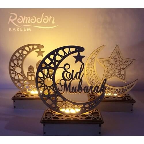 Ramadan Eid Mubarak Decorations For Home Moon Wooden Plaque Hanging Ornaments Islam Muslim Festival Event Party Supplies Gift