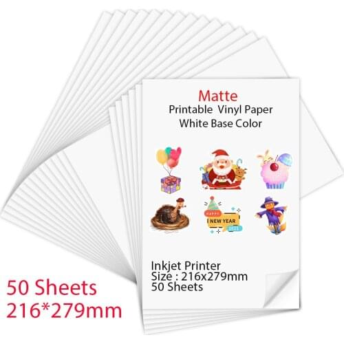 10/20/30/40/50Sheets Matte Printable Vinyl Sticker Paper 216*279mm PVC Vinyl Copy Paper for Inkjet printer DIY Crafts Pattern