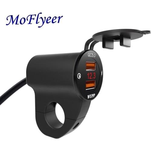 12V USB Motorcycle Charger Waterproof Quick Chargers Dual USB Fast Power Adapter LED Switch For Mobile Motorcross Accessories