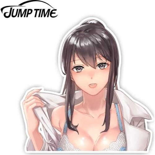 Jump Time 13cm x12.8cm Aken Anime Peeker Sexy Sticker Decal Funny Car Styling Vinyl Graphic Decor For Window Laptop Car Stickers