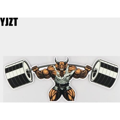 YJZT 25×9.6CM Mighty Weightlifting Bull Fashion Rear Windshield Decoration Car Stickers Accessories 21A-0146