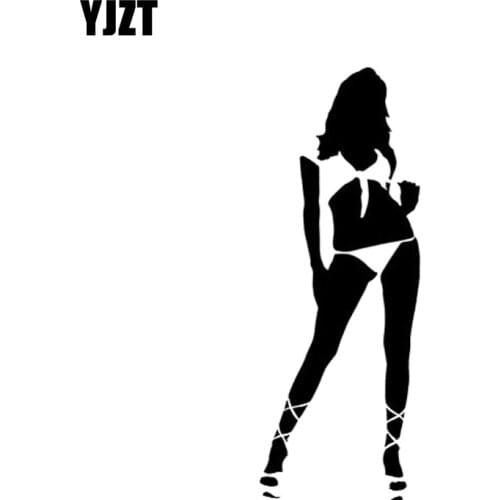 YJZT 5.4*14.4CM Holiday Swimsuit Hot Girl Car Sticker Silhoutte Black/Silver Vinyl Decal Fantastic Style High Quality C20-0493
