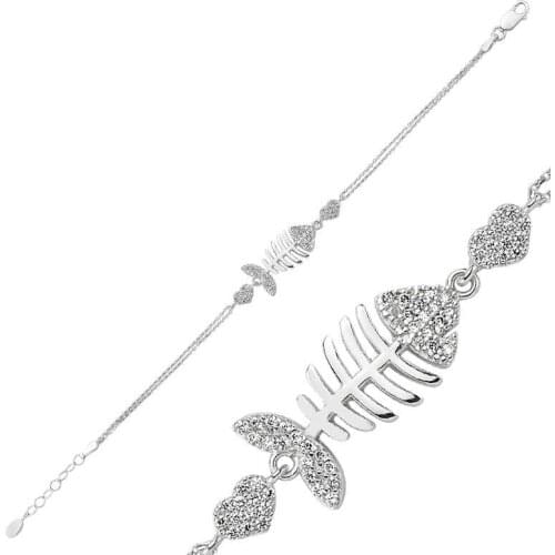 Sterling silver Heart Fish Womens Bracelet