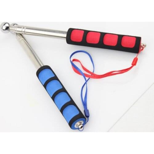 2pcs Portable 115cm Telescopic Stainless Steel Empty Drum Hammer Wall Tool For Wall Inspection Laboratory Bar with Sponge Handle