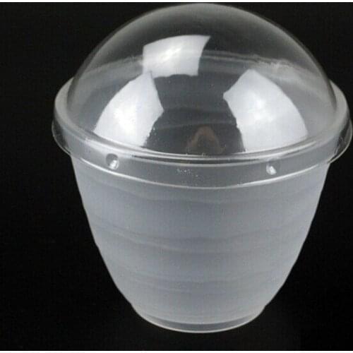 50pcs Clear Creative Pot Yogurt Mousse Dessert Cupcake Box Ice Cream Pudding Cups plastic packaging With Dome Lids