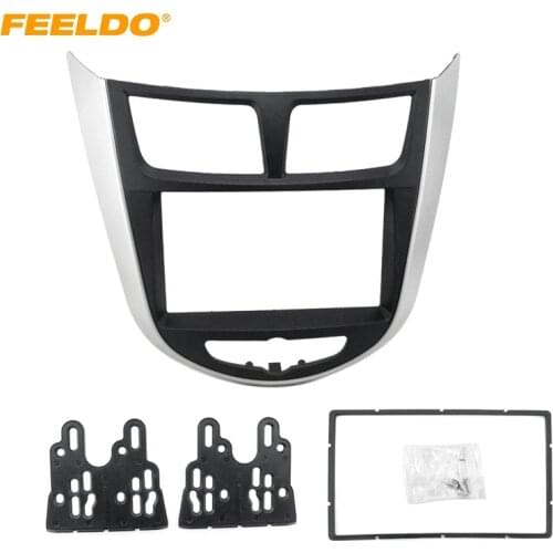FEELDO 2Din Car Refitting DVD Frame Panel Dash Kit Fascia Radio Audio Frame for 2010 HYUNDAI VERNA/I25/Accent/Solaris 2DIN #3215