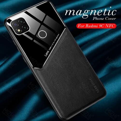 Redmi 9c NFC Case Leather Texture Car Magnetic Phone Case For Xiaomi Redmi 9c 9 c NFC Xiomi Redmi9c Shockproof Back Cover Coque