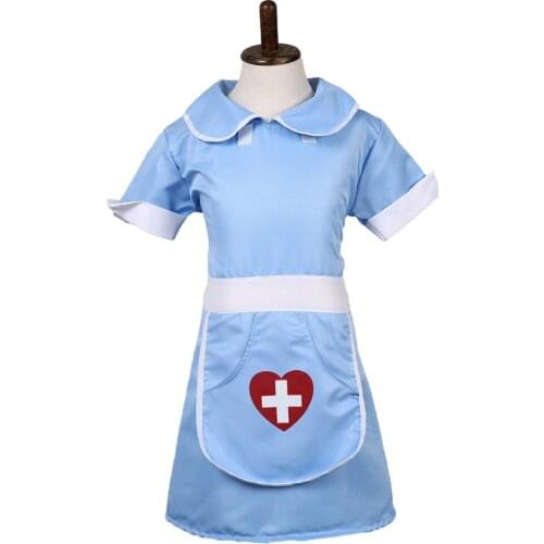 Kids Nurse Uniform Dress Blue party Halloween Nurse Costume For girls childs outfit carnival dress up