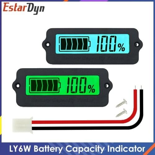 Blue/Green 12V LY6W Lead Acid Battery Capacity Indicator LCD Digit Display Meter Lithium Battery Power Detector Tester Voltmeter