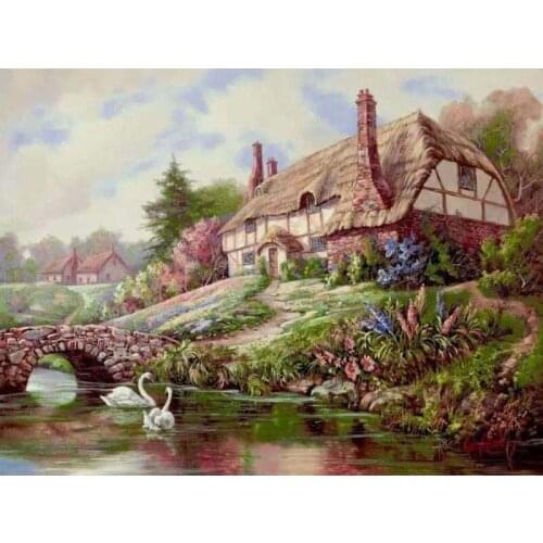 Oil Painting By Numbers on Canvas European Cottage Duck Coloring By Numbers Decorative Pictures Home Decor New Year Gifts
