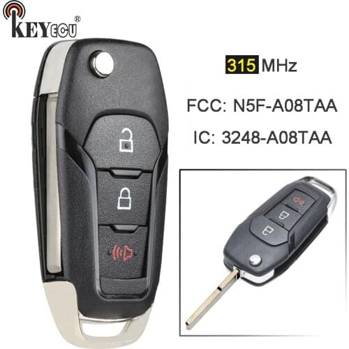 KEYECU 315MHz FCC: N5F-A08TAA Keyless Entry Folding Remote Key Fob for Ford F-150 F-250 Explorer Ecosport F450 2015-2021