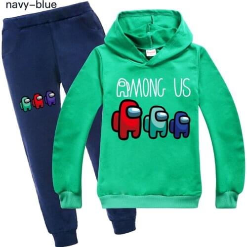 2 Piece Set 2021 Among Us Hoodies Pants Suit for Teens Girl Boys Cartoon Anime Sweatshirt Suit Kids Autumn Pants Jogging Clothes