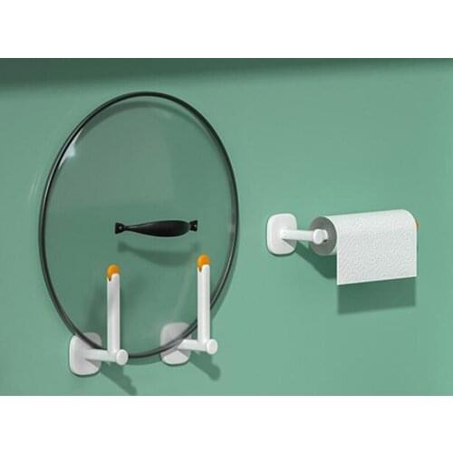 L-Shaped Telescopic Hook Sticky Hooks Rotatable Wall Shelf Hanger Kitche Organizer Lid Rack Bathroom Storage Napkin Holder