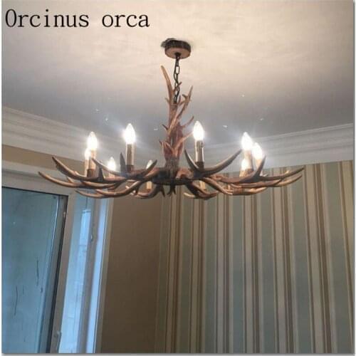 American living room Retro Art Chandelier Nordic country antler chandelier clothing store villa candle lamp