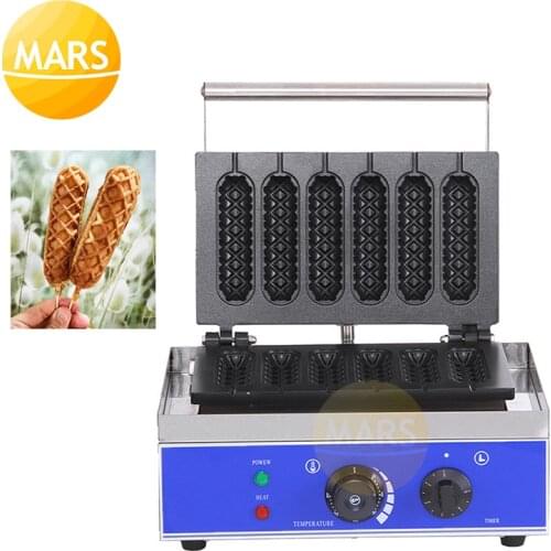 Snack Machine French Muffin Hot Dog Waffle Maker Electric 6pcs Crispy Corn Dog Waffles Non-stick Coating Sausage Baking Machine