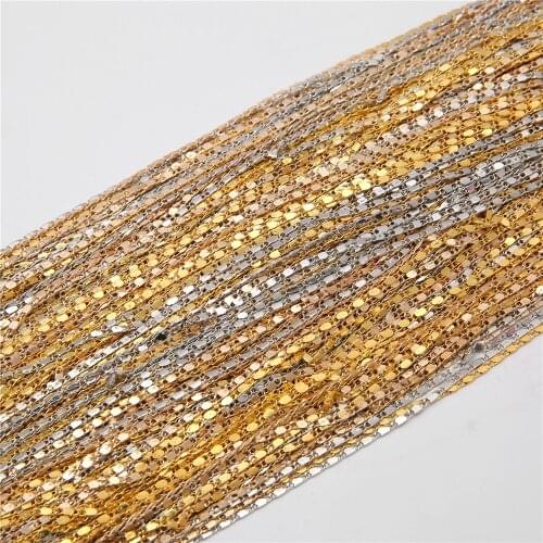 1/2 Meter 1.6mm Copper Flat Press Chains for Necklace Anklet DIY Jewelry Making Findings Handcrafts Supplies Accessories