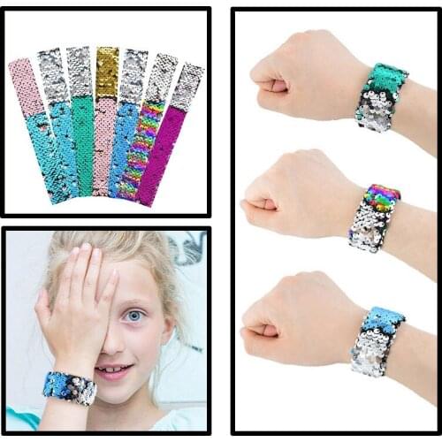 1pcs Sparkling Little Mermaid Clap Circle Toys Sequined Cute Bracelet For Girls Birthday Party Decoration Gifts Supplies