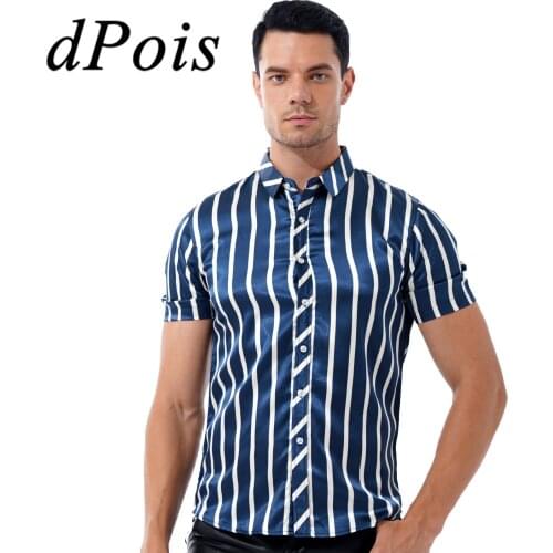 Fashion Shirts for Men Stripped Short Sleeve Tops Business Shirt Homme Button Down Top Plus Size Male Tops Mens Casual Shirts