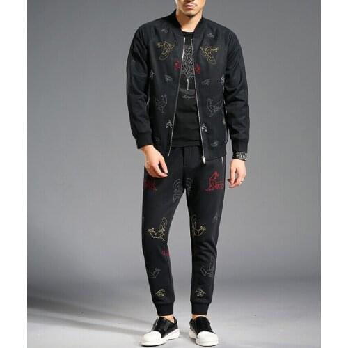 Men set Bodybuilding Sporting Suit Hoodie Zipper pure cotton Pants Tracksuit