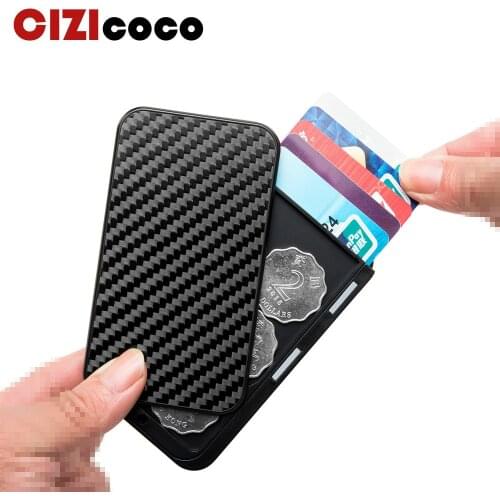 Cizicoco Carbon Fiber Card Holder Men Purse New Style Mini Rfid Wallet Slim Credit Card ID Bank Business ID Card Holder Case