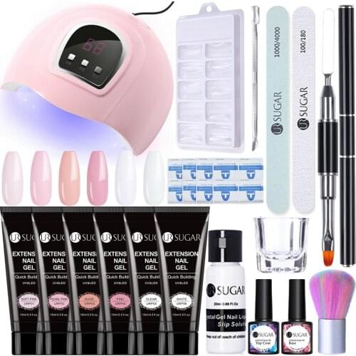 UR SUGAR Extension Gel Kit With UV LED Lamp Need Base Top Coat All for Manicures Set Nail Art Tools Set Gel Nail Polish Set