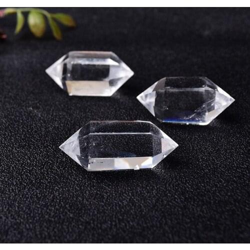 Natural Clear Quartz Crystal Hexagonal Double Terminated Points Meditation Reiki Obelisk Energy Stone Mineral Jewelry Gift