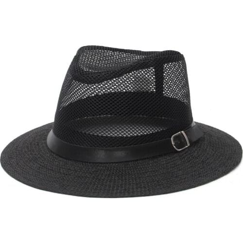 New Women and Men Fashion Summer Paper Hats Hollow Casual Trendy Beach Sun Panama Jazz Hat Cowboy Fedora Hat Breathable Belt