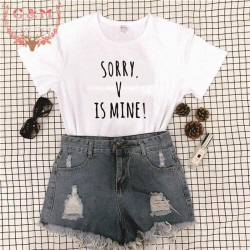 OKOUFEN SORRY V IS MINE 2019 T-shirt Casual Street Style New Summer Fashion Short Sleeves Clothing 2019 Tops Tee T Shirt Cotton