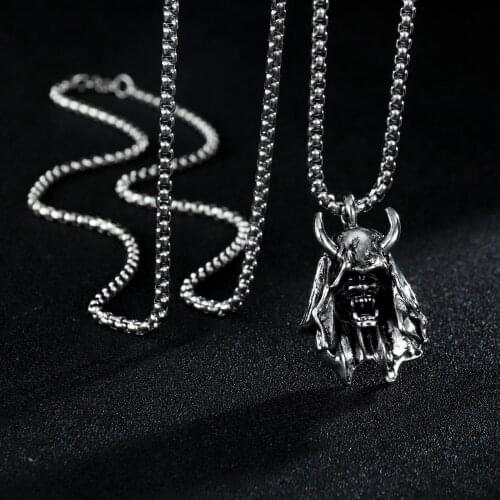 Fashion Vintage Monster Skull Pendant Necklace For Women Men Gift Long Chain Punk Goth Jewelry Accessories Choker Wholesale