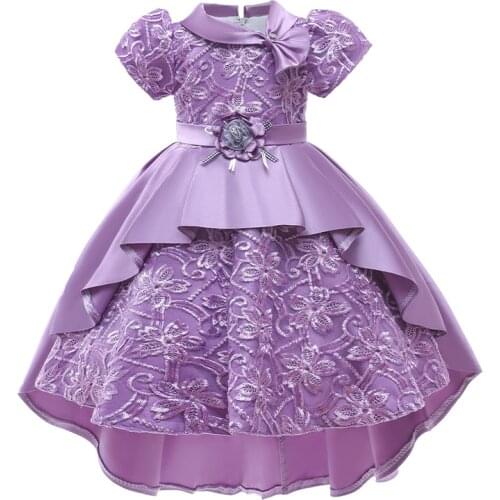 Children Short Sleeve Flower Tutu Princess Birthday Party Prom Evening Summer Dress Gown Vestidos Baby Girls Clothes 3 10 Years