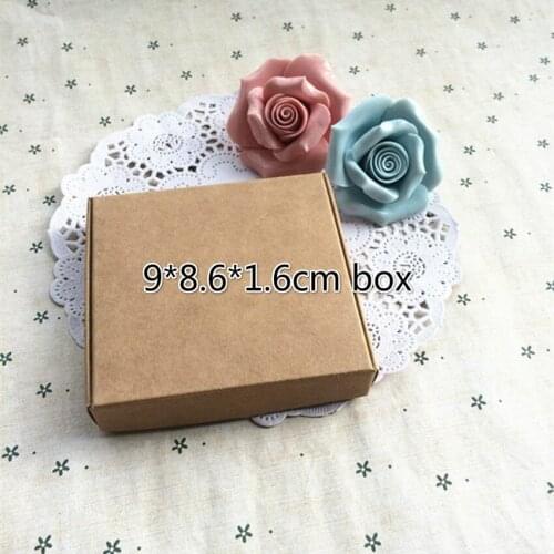 Gift Box 50pcs 9x8.6x1.6cm Kraft Paper Box Wedding Gift Packaging For Candy Jewelry Handmade Soap Bakery Cake Cookie Chocolate