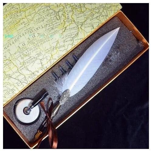 Deluxe Nature Feather Standard Fountain Gift Pen Feather Pen