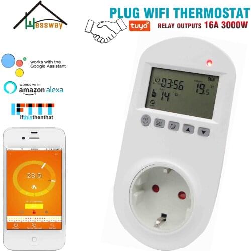 HESSWAY TUYA WIFI thermostat plug socket 16A for for electric heat