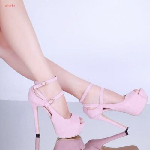 Womens Shoes New Fashion Casual Fish mouth Buckle Strap Fine heel Sandals women Heel Shoes Female Sexy Party Sandals