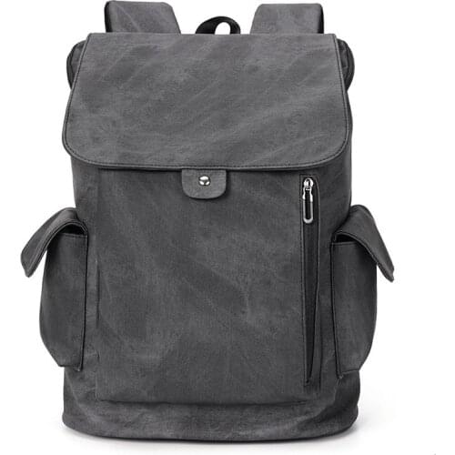 Gray Leather Backpack Bags Men PU Leather Laptop Travel Business Bagpack Large Capacity School Male Shoulder Backbag for Man Boy
