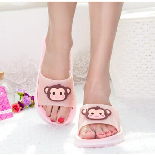 KINE PANDA Indoor Adult Slippers Beach Woman Flip Flops Big Girls Teens Slides Women House Shoes Size 36-41 Cartoon Monkey