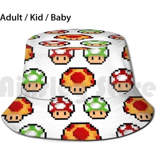 Mushrooms Sun Hat 3137 Bucket Hat Mushrooms Mushroom Nintendo Mario Super Mario Switch Wii