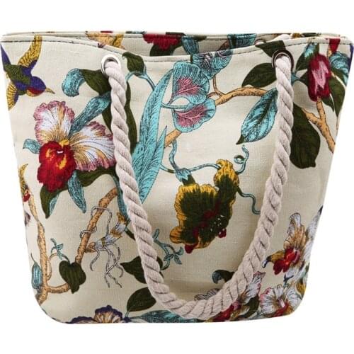 Mini Floral Printed Canvas Messenger Bag Ladies Shoulder Bag Shopping Totes Small Cloth for Women 2021