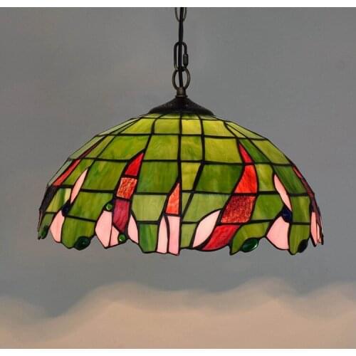 40cm Glass Lamp American Pastoral Creative Vintage Green Tiffany Colored Glass Bar Restaurant Chandelier