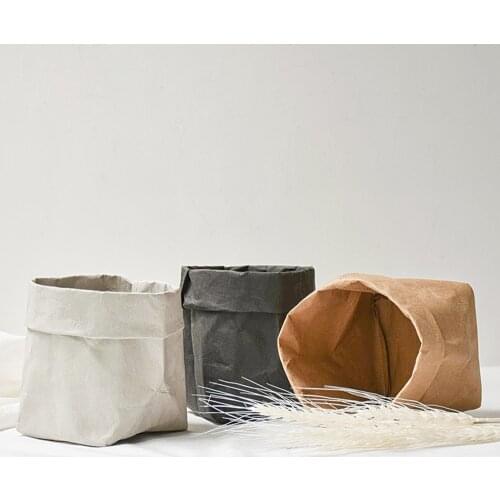 Kraft Paper Storage Bag Washable Kraft Paper Bag Plant Flowers Pots Home Underwear Stocking Bag Holiday Product Storage Bag