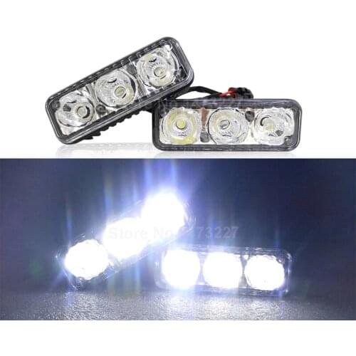 LED DRL Waterproof Car High Power Aluminum LED Daytime Running Lights DC 12V Xenon White 6000K Super Bright 1 Set Driving Lights